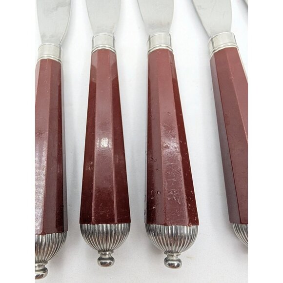 Laslo for Mikasa Silverware Plastic handle Burgundy faceted 17 Pieces HTF READ - Picture 11 of 16